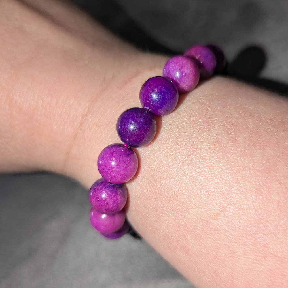 10mm Pink-Purple Agate Bracelet - Picture 2 of 4